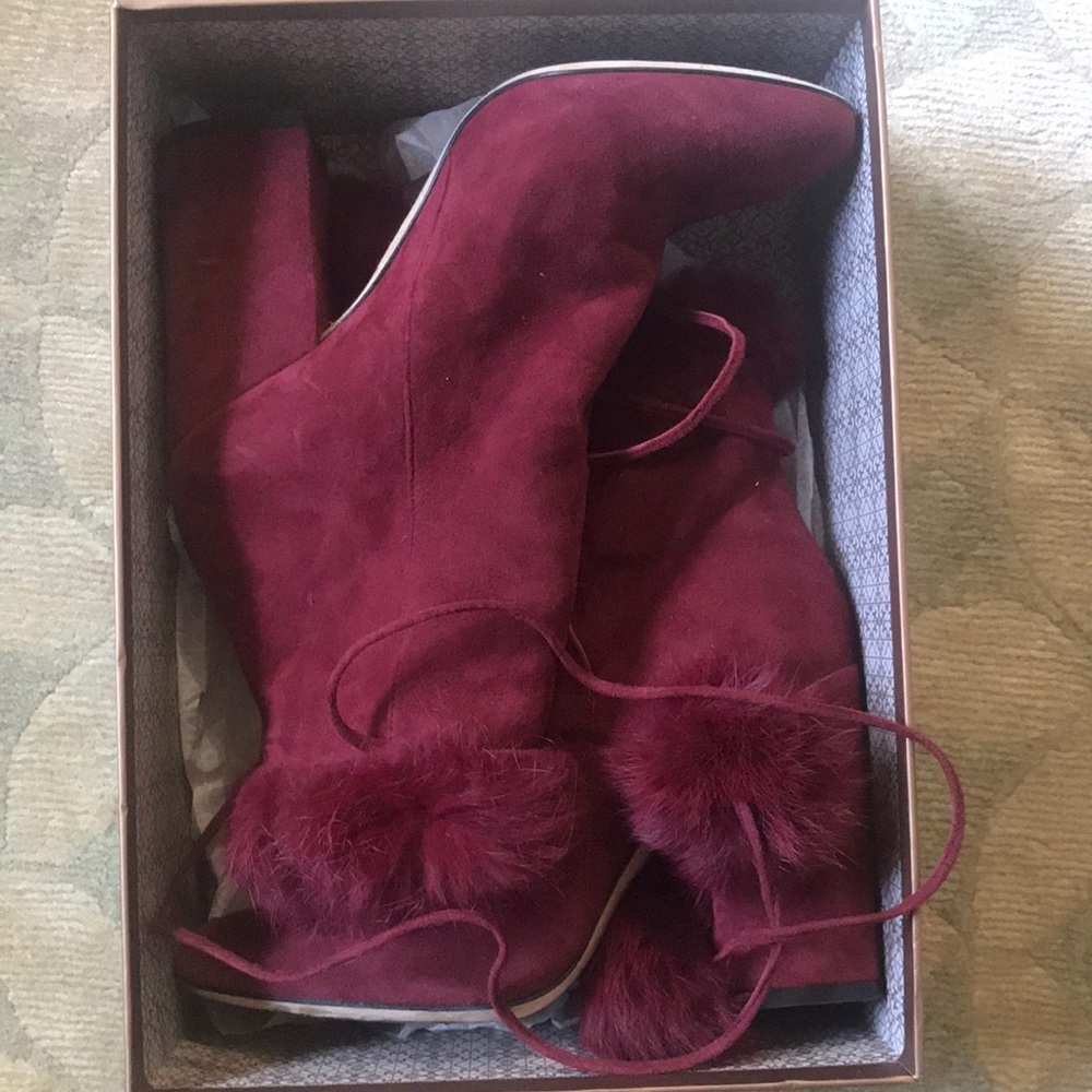 Red Suede & Rabbit-Fur Booties (M Gemi)
